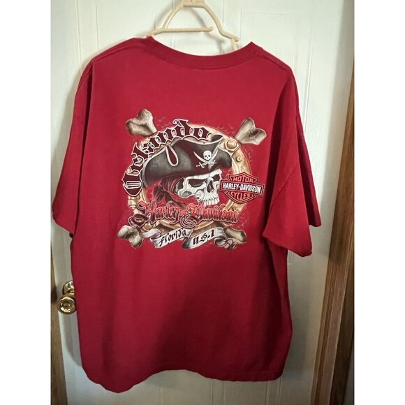 Harley Davidson T Shirt Men's 2xl Red Pirate Biker Double Sided Adult see photos - Picture 9 of 16